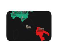 DUWAA Zerbino in velluto con stampa con mappa dell'Italia e città, decorazione per la casa, zerbino a tema per porta d'ingresso, portico, interno ed esterno