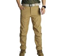 DUWEIKE Pantaloni Cargo da Uomo in Pile Termici Tattici Casual Multitasche Caldi da Lavoro,Marrone,XXL