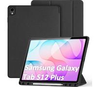 DUX DUCIS Custodia per Samsung Galaxy Tab S12 Plus 12,6", Nero | Ultra Sottile Leggero TPU Folio Cover, Porta S-Pen, Tri-Fold Supporto, Auto Svegliati/Sonno
