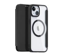 DUX DUCIS [Skin X Pro Series Case, progettata per Apple iPhone 15, custodia MagSafe in pelle PU con slot per schede, custodia flip per telefono - nero