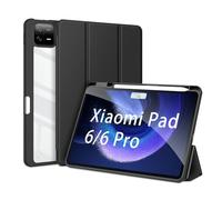 DUX DUCIS [Toby] Custodia serie progettata per Xiaomi Pad 6/6 Pro, custodia protettiva a tre pieghe con retro trasparente e accensione e spegnimento automatico, con portapenne, nero