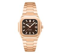DUXOT Orologio automatico da uomo da 42mm quadrato con cinturino in acciaio inossidabile massiccio DX-2073, Marrone noce