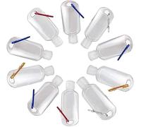 DuxuMmade 10 bottiglie da viaggio ricaricabili con clip portachiavi, bottiglie vuote in plastica trasparente con tappo a scatto, contenitori igienizzanti per le mani, bottiglie da viaggio portatili