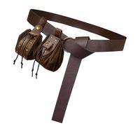 Duyeuau 3 Pz/set Medievale Cosplay Set PU Leather Marsupio Medievale Cintura Rinascimento Cintura Borsa OIN per le Donne, Marrone, Length 185cm Width 3.6cm, Valigia