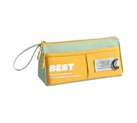 Duyeuau Astuccio di grande capacità per matite, penne, organizer da scrivania, con cerniere, per scuola e scuola, Giallo e verde., 21*8*10cm