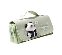 Duyeuau Astuccio grande con manico, portapenne ad alta capacità, con cerniera, per trucchi da viaggio, Verde, Size Approx. 21x10.5x5.50cm/8.27x4.13x2.16in