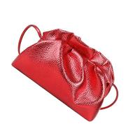 Duyeuau Borsa a tracolla casual Cloud Texture Design pieghettato PU Multi Pocket Organizzazione Confortevole Cinghia Regolabile Borsa Nuvola Sera, Rosso, One Size