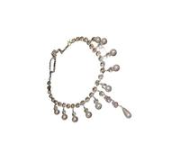 Duyeuau Elegante collana scintillante da donna, con nappe, perle, pendenti, per spiaggia e festival, gioielli alla moda in lega