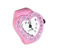 Duyeuau Elegante orologio da donna a forma di fiocco e cuore con strass e anelli con dimensioni regolabili, da indossare tutti i giorni e a tema, Amore Polvere, Width 2cm