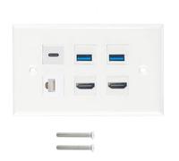 Duyeuau HDTV USB3.0 CAT6 Piastra da parete 6 porte presa piastra a muro 2x porta HDTV 2xUSB3.0 1x Tipo C 1x CAT6 RJ45 faccia