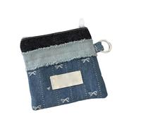 Duyeuau Portafoglio trapuntato alla moda da donna in tessuto multi-tasca con cerniera per carte essenziali da viaggio carino portafoglio porta carte patchwork, Fiocco blu scuro, Bellezza di massa