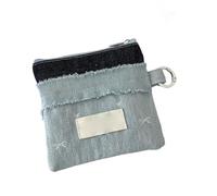 Duyeuau Portafoglio trapuntato alla moda da donna in tessuto multi-tasca con cerniera per carte essenziali da viaggio carino portafoglio porta carte patchwork, Fiocco Azzurro, Bellezza di massa