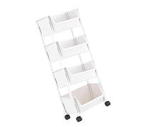 Duyeuau Scaffale mobile sottile portatile della libreria dello scaffale stretto portatile con le rotelle di frenatura e ganci per spazi ristretti