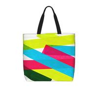 DUYKIMQW Borsa a tracolla colorata con griglia lunga e colorata, grande borsa tote con cerniera, borsa a tracolla da spiaggia con stampe vivaci, Rettangolo colorato, Taglia unica