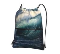 DUYKIMQW Macroblite - Borsa da palestra con coulisse, con stampa, elegante, unisex, borsa da yoga e borsa da viaggio con coulisse, Grandi onde nel mare, taglia unica