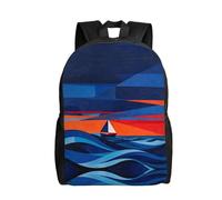 DUYKIMQW Solitary Sail in the Waves Print elegante zaino da viaggio zaino per computer portatile con design stampato su tutta la parte anteriore, Vela solitaria tra le onde, taglia unica