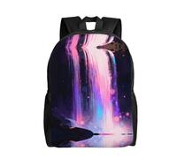 DUYKIMQW Stampa grafica a colori zaino elegante da viaggio, zaino carino per computer portatile con design stampato full-front, Cascata Viola, taglia unica