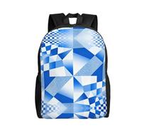 DUYKIMQW Zaino da viaggio elegante con stampa vortice blu, grazioso zaino per computer portatile con design stampato su tutta la parte anteriore, Griglia blu e bianca, taglia unica