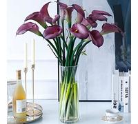 DUYONE 5 grandi fiori artificiali di calle, 60 cm, stelo lungo, realistici al tatto, in lattice, per bouquet da sposa, camera, ufficio, feste, decorazione per la casa, composizioni floreali (viola, 5