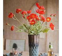 DUYONE Bouquet di fiori artificiali con 6 steli di papaveri in seta, per matrimoni, casa, feste, centrotavola (arancione scuro)