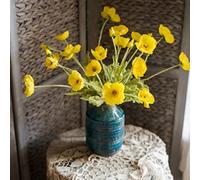 DUYONE Fiori artificiali 6 steli bouquet di seta di papavero, per matrimonio, casa, decorazione per feste, centrotavola da tavolo (giallo)