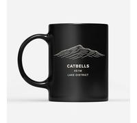 DV DESIGN 1 x Catbells Mountain Black Mug - Lake District National Park UK Contour Map Hike uomo donna compleanno Natale scherzo divertente tazza #84272