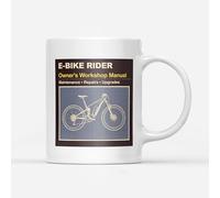 DV DESIGN 1 x E-Bike Rider Tazza Bianca - MTB Biker Proprietario Workshop Manuale Uomo Donna Compleanno Natale Cup #72392