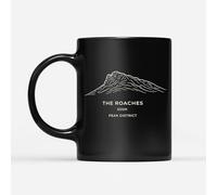 DV DESIGN 1 x tazza nera The Roaches - Peak District National Park UK Contour Map Hike uomo donna compleanno Natale scherzo divertente tazza #84280