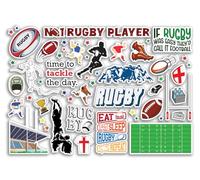 DV DESIGN Foglio di adesivi in vinile A4 con motivo rugby, per fan del club dei giocatori, uomini, donne, bambini, sport, hobby, hobby, viaggi, scrapbooking, diario, decorazione, #81273