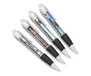 DV DESIGN Set di 4 penne a sfera Edimburgo bianche - Scozia Scozia città europea vacanza amici ragazzi ragazze uomini donne penna a tema #79488
