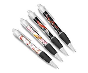 DV DESIGN Set di 4 penne a sfera Koi Carp White - Farfalla Pesce Mare Creatura Animale Selvaggio Viaggio Ritratto Ragazzi Ragazze Uomini Donne Tema Penna #79458