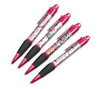 DV DESIGN Set di 4 penne a sfera rosa Parigi - Francia francese inchiostro nero viaggio vacanza Torre Eiffel Amici Ragazzi Ragazze Uomini Donne Tema Pen #81351