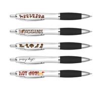 DV DESIGN Set di 5 penne nere a forma di bassotto - Cioccolato Salsiccia Cani Animali Cuccioli di gioco di parole Cancelleria Scuola Insegnante Amico Ragazze Ragazzi Compleanno Set #8131