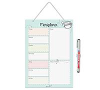 Dv891 - Planner da appendere in formato DIN A4 | Lavagna per pianificare i pasti per l'intera settimana | Pulibile con panno | Turchese | con appendiabiti, portapenne e penna