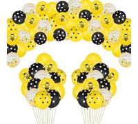 Dvaorc Confezione da 100 palloncini Happy Bee Day - a tema ape giallo in lattice con calabrone e coriandoli - Kit per baby shower e feste