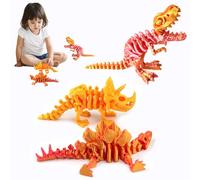 DVAURLIAN Set di 3 giocattoli di dinosauro mobili stampati 3D con giunti flessibili, adatti come regalo, giocattolo e decorazione per desktop per bambini e adulti (ragazze)