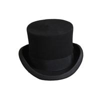Dvbfufv Cappello a cilindro in lana da uomo, alla moda, stile Fedora, adatto a tutte le partite di Panama, cappello da mago, da gentiluomo, cilindro, con cinghia, stile, Nero , 54/56 cm