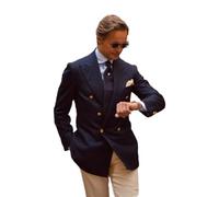 Dvbfufv Giacca doppiopetto da uomo cappotto da sposa con risvolto cappotto casual Blazer Groomsmen Dress, blu navy, XXL