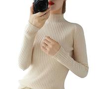 Dvbfufv Maglione da donna caldo tinta unita collo a lupetto camicia coreana slim fit stretch pullover autunno inverno