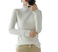 Dvbfufv Maglione da donna caldo tinta unita collo a lupetto camicia coreana slim fit stretch pullover autunno inverno
