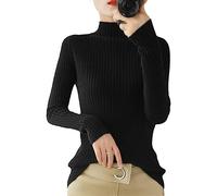 Dvbfufv Maglione da donna caldo tinta unita collo a lupetto camicia coreana slim fit stretch pullover autunno inverno