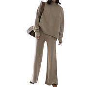 Dvbfufv Set da Donna A Due Pezzi in Cashmere con Top E Pantaloni Set da Tuta da Donna Invernale Set da 2 Pezzi Casual Coreano