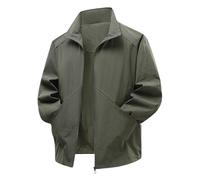Dvbfufv Uomo Tinta unita Colletto Stand Up Sottile Outerwea Casual Giacca Antivento Top, Esercito En8, L