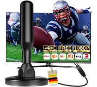 DVBT2 Antenna con amplificatore interno DVBT-T2 Antenna HDTV per TV, ricezione max 360°, massima qualità del segnale grazie al nucleo in alluminio, supporta canali HD 4K TNT Antenna interna esterna