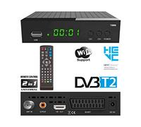 DVBT2 Ricevitore Full HD 1080P per TV WIFI (HEVC/H.265 HDMI SCART, USB 2.0, DVBT-2, DVB-T2, DVB T2, DVBT 2), Reciver, Resiver, Ricevitore, Nero