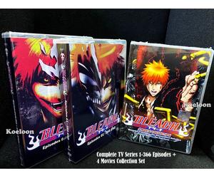 DVD anime BLEACH cofanetti completi serie TV (1-366 fine) + 4 film dub inglese