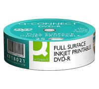 Q Connect - Disco DVD-R stampabile a getto d'inchiostro, 16 x 4,7 GB, confezione da 25