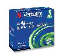 DVD-RW 4X Jewel Case 5Pk Supporto Vuoto E Memoria Ottica - 43285