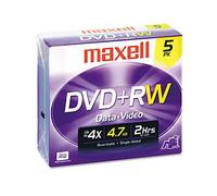 DVD + RW Discs, 4.7 GB, 4 x, W/Jewel Cases, Silver, 5/Pack
