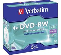 ® - DVD-RW Jewelcase, 4,7 GB, 120 Min, 4 X (5 Pezzi)